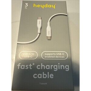Heyday 3 FT Fast Charging Cable USB-C To USB-C, White